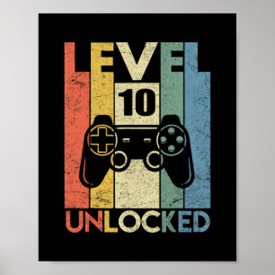 Level 10 freigeschaltet Lustiges Videospieler 10.  Poster