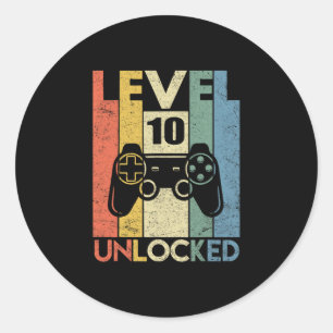Level 10 freigeschaltet Lustiges Videospieler 10. Runder Aufkleber