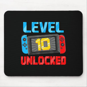 Level 10 freigeschalteter Gamer 10. Geburtstagsges Mousepad
