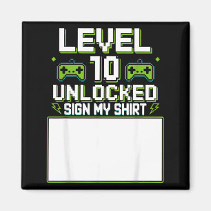 Level 10 freigeschaltetes Schild-Shirt 10. Geburts Magnet