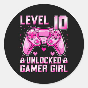 Level 10 Unlock Gamer Girl Video Gamer 10. Geburts Runder Aufkleber