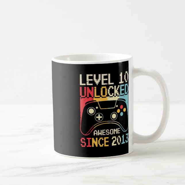 Level 10 Unlock Video Game 10. Geburtstag Gamer B Kaffeetasse (Rechts)
