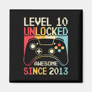 Level 10 Unlock Video Game 10. Geburtstag Gamer B Magnet