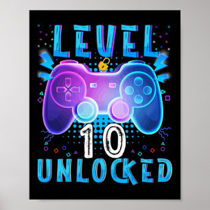 Level 10 Unlock Video Game 10. Geburtstag Gamer B Poster
