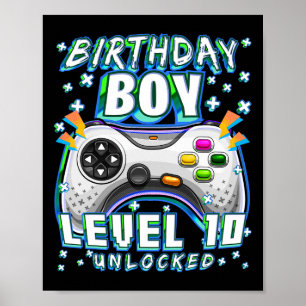 Level 10 Unlock Video Game 10. Geburtstag Gamer B Poster