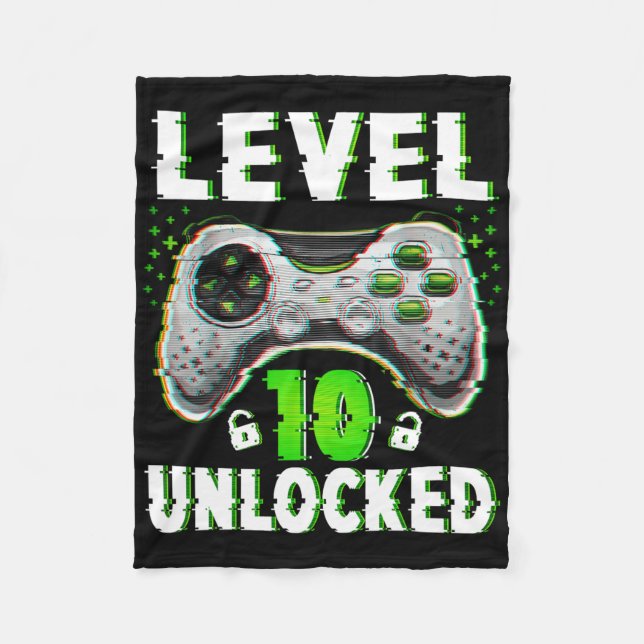 Level 10 Unlock Video Game 10 Jahre alter Junge 10 Fleecedecke (Vorderseite)