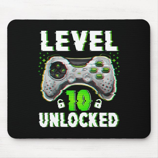 Level 10 Unlock Video Game 10 Jahre alter Junge 10 Mousepad (Vorne)