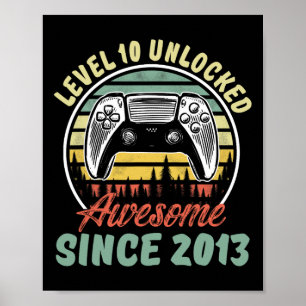 Level 10 Unlock Video Game 10 Jahre alter Junge 10 Poster