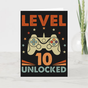 Level 10 Unlock Video Gamer 10. Geburtstag 10 Jahr Karte