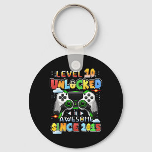 Level 10 Unlock Video Gamer 10 Jahre alt 10 Birt Schlüsselanhänger