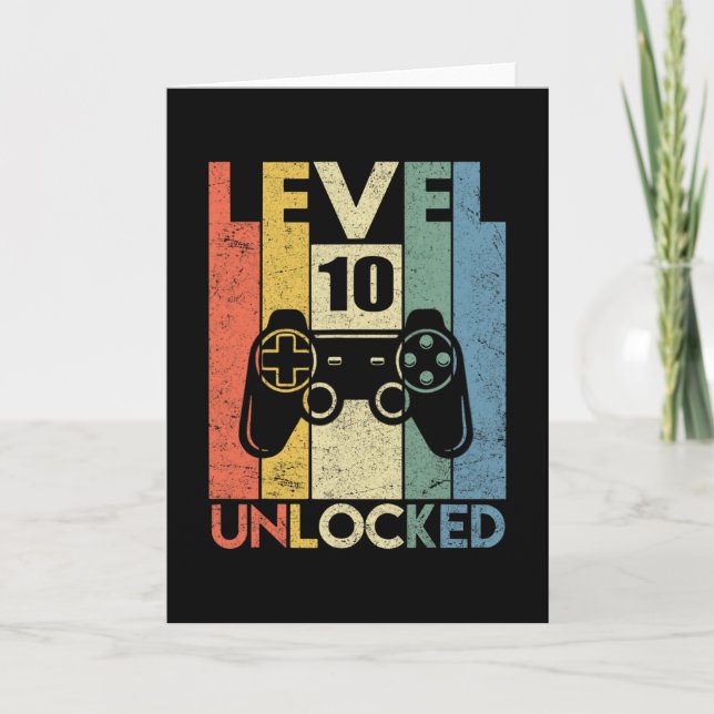 Level 10 Unlocked Funny Video Gamer 10th Birthday  Karte (Vorderseite)