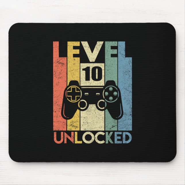 Level 10 Unlocked Funny Video Gamer 10th Birthday  Mousepad (Vorne)
