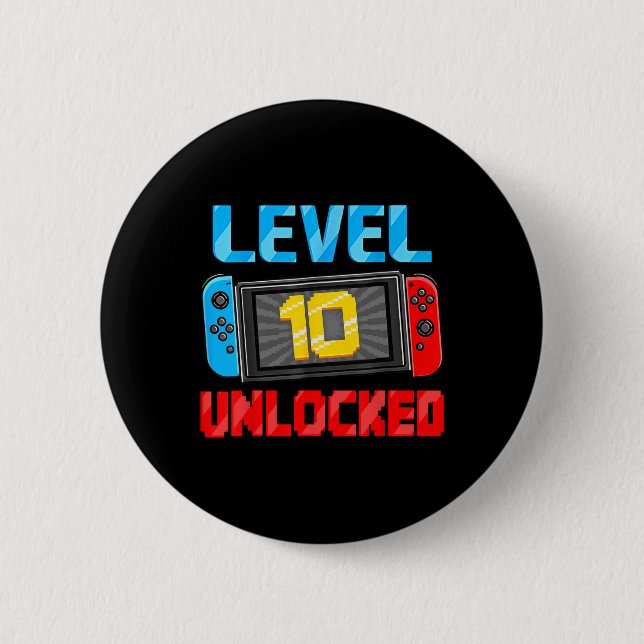 Level 10 Unlocked Gamer 10th Birthday Gift Video G Button (Vorderseite)