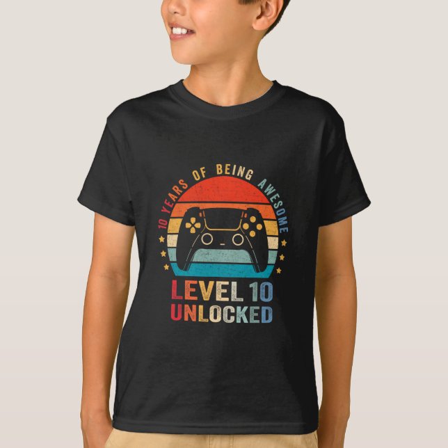 Level 10 Unlocked Shirt Funny Video Gamer 10th Bir (Vorderseite)