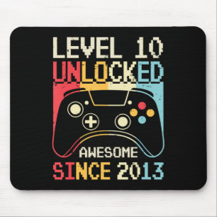 Level 10 Unlocked Video Game 10th Birthday Gamer B Mousepad