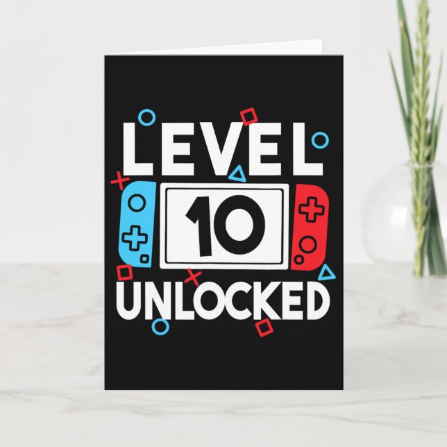 Level 10 Unlocks 10. Geburtstag Videospiel B Karte (Vorderseite)