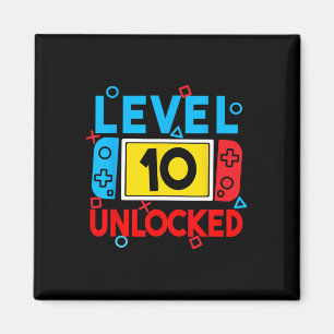 Level 10 Unlocks 10. Geburtstag Videospiel B Magnet