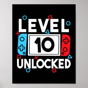Level 10 Unlocks 10. Geburtstag Videospiel B Poster