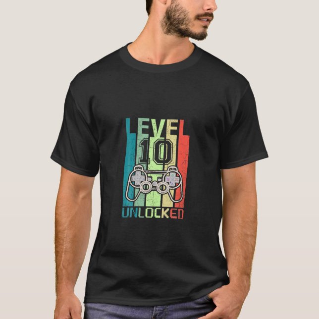Level 10 Video Gamer 10. Geburtstag T-Shirt (Vorderseite)