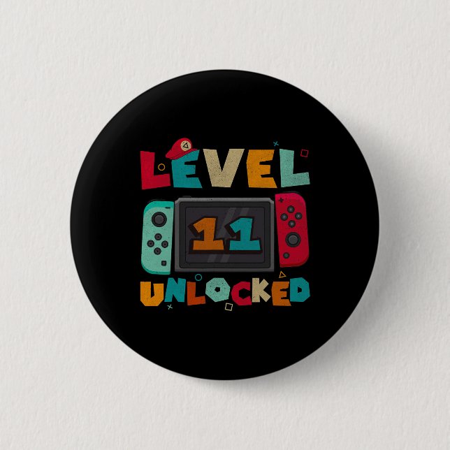 Level 11 freigeschaltet Gaming-Geburtstag Jungen 1 Button (Vorderseite)