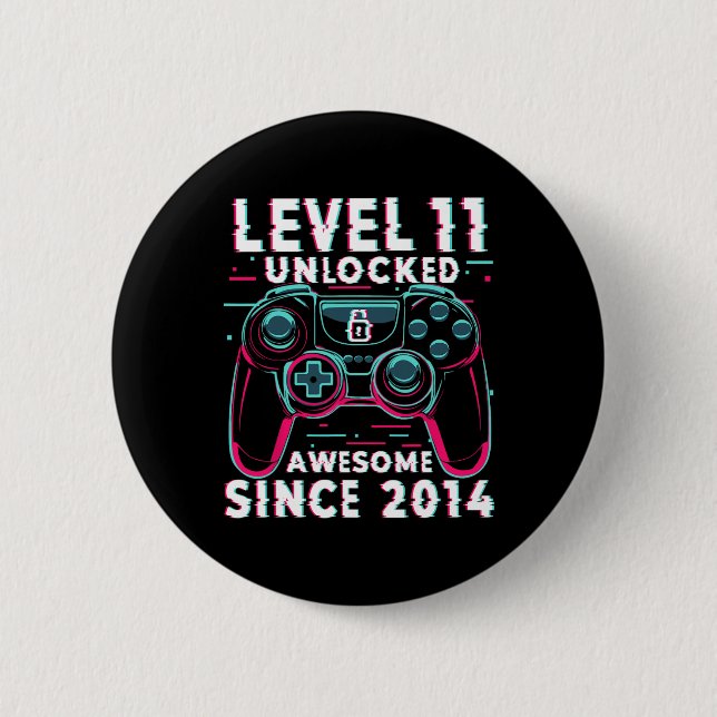 Level 11 freigeschaltet Videospiel 11. Geburtstag  Button (Vorderseite)