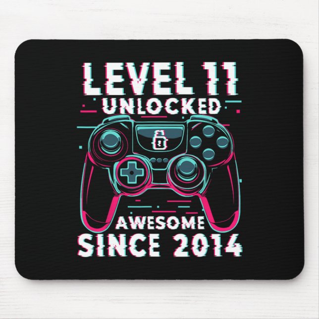 Level 11 freigeschaltet Videospiel 11. Geburtstag  Mousepad (Vorne)