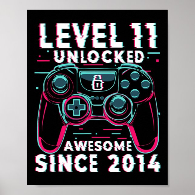 Level 11 freigeschaltet Videospiel 11. Geburtstag  Poster (Vorne)
