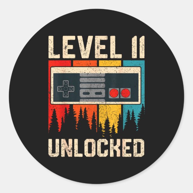 Level 11 freigeschaltete Videospiel-Controller-Geb Runder Aufkleber (Vorderseite)