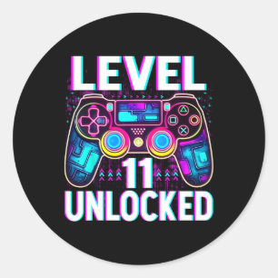 Level 11 freigeschaltetes Shirt Lustiger Videospie Runder Aufkleber