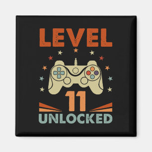 Level 11 Unlock Video Gamer 11. Geburtstag 11 Jahr Magnet