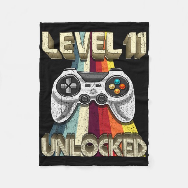 Level 11 Unlocked Retro Video Game 11th Birthday G Fleecedecke (Vorderseite)