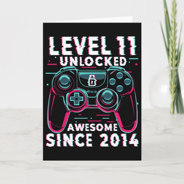 Level 11 Unlocked Video Game 11th Birthday Gamer B Karte (Vorderseite)