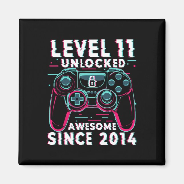 Level 11 Unlocked Video Game 11th Birthday Gamer B Magnet (Vorne)