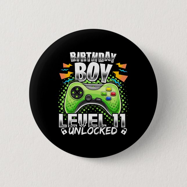 Level 11 Unlocked Video Game 11th Birthday Gamer G Button (Vorderseite)