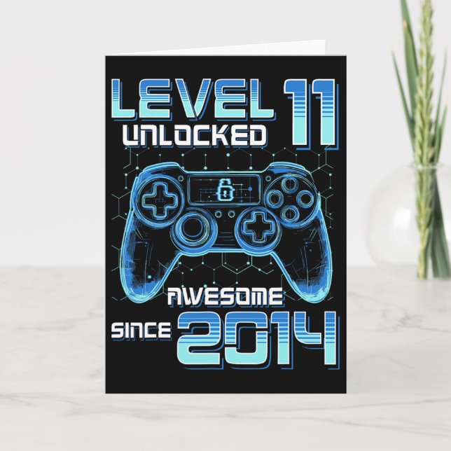 Level 11 Unlocked Video Game Party 11th Birthday G Karte (Vorderseite)