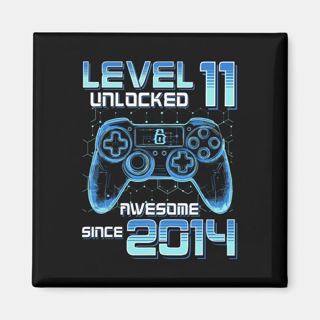 Level 11 Unlocked Video Game Party 11th Birthday G Magnet (Vorne)