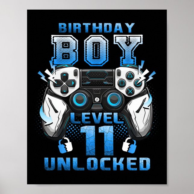 Level 11 Unlocked Video Gamer 11th Birthday Boys  Poster (Vorne)