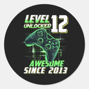 Level 12 freigeschaltet Awesome seit dem 12. Gebur Runder Aufkleber