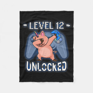 Level 12 freigeschaltet - Dabbing Piggycorn Gamer Fleecedecke