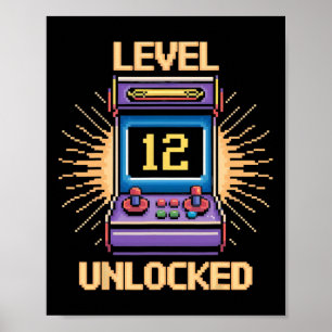 Level 12 freigeschaltet Geburtstag Gamer 12 Jahre Poster