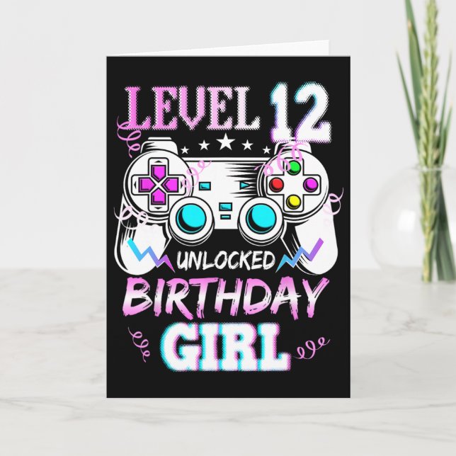 Level 12 freigeschaltet Geburtstagsmädchen Videosp Karte (Vorderseite)