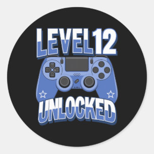 Level 12 freigeschaltet Lustiger Videospieler 12. Runder Aufkleber