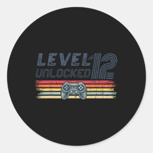 Level 12 freigeschaltet Videospiel 12. Geburtstag  Runder Aufkleber