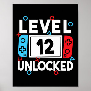 Level 12 Unlock Gamer 12. Geburtstag Videospiel B Poster
