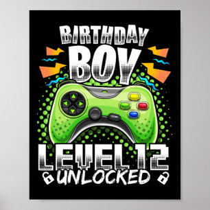 Level 12 Unlock Video Game 12. Geburtstag Gamer G Poster