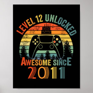 Level 12 Unlock Video Game 12 Jahre alt 12. Bir Poster