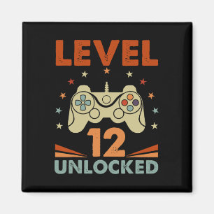 Level 12 Unlock Video Gamer 12. Geburtstag 12 Jahr Magnet