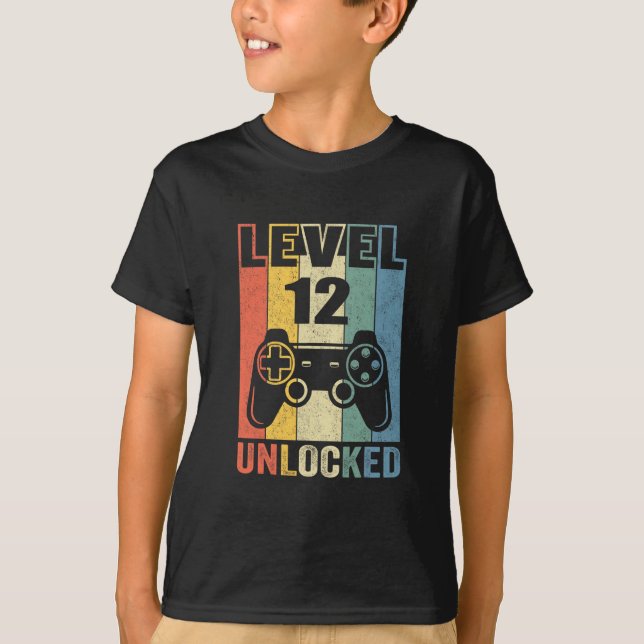 Level 12 Unlocked Shirt Funny Video Gamer 12th Bir (Vorderseite)