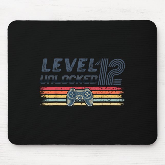 Level 12 Unlocked Video Game 12th Birthday Gamer B Mousepad (Vorne)