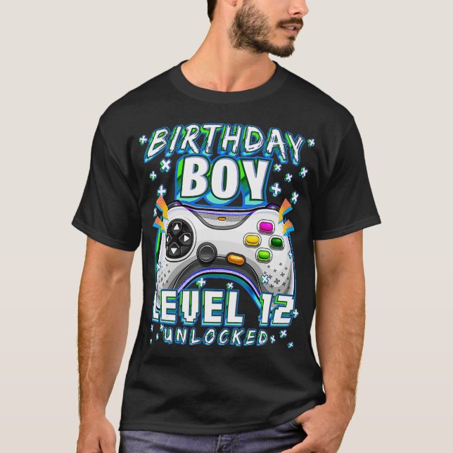 Level 12 Unlocked Video Game 12th Birthday Gamer B T-Shirt (Vorderseite)